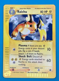 Pokemon TCG Raichu Expedition Base Set Reverse Holo Holo Card 25/165 LP - Image 1