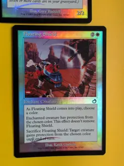 Floating Shield & Reborn Hero MTG Card. Old Vintage shooting star Foil. Torment. - Image 2