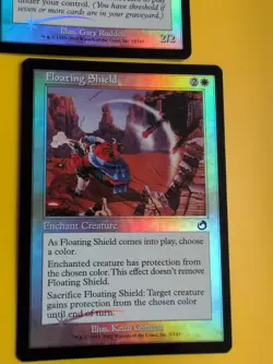 Floating Shield & Reborn Hero MTG Card. Old Vintage shooting star Foil. Torment. - Image 3