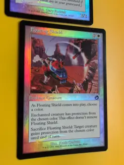 Floating Shield & Reborn Hero MTG Card. Old Vintage shooting star Foil. Torment. - Image 4