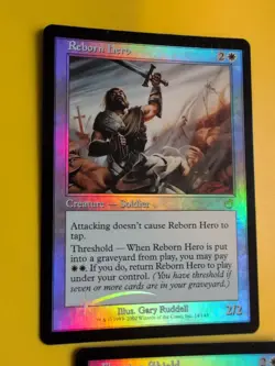 Floating Shield & Reborn Hero MTG Card. Old Vintage shooting star Foil. Torment. - Image 5