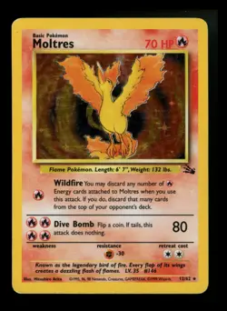 #3 Moltres 12/62 Fossil 1999 Holo Rare WOTC Pokemon Card TCG - Image 1