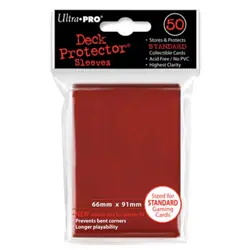 Card Sleeves Solid Color Sleeves Standard Deck Protectors - Red (50) - Image 1