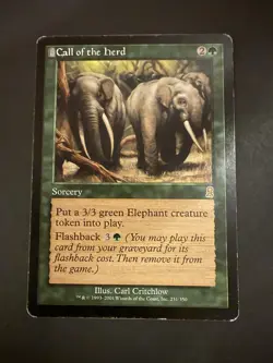 Odyssey MTG Magic MP Regular Elephant Sorcery Call of the Herd Rare Card 231 - Image 2