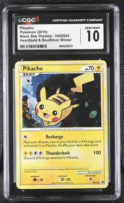 CGC 10 GEM MINT Pikachu 2010 Black Star Promos HGSS03 Holo Pokemon Card - Image 1