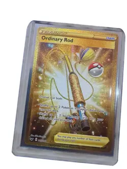 2020 Pokemon, Sword & Shield, #215/202 Ordinary Rod, Full Art, Gold Secret Rare - Image 1