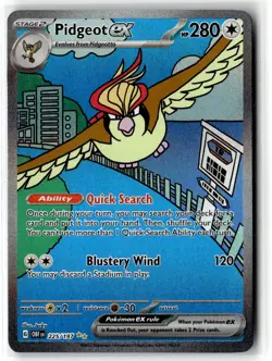 Pidgeot ex ? 225/197 Holo Special Illustration Rare Obsidian Flames Pokemon NM - Image 1