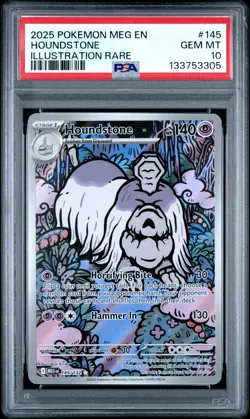 2025 POKEMON MEG EN-MEGA EVOLUTION ILLUSTRATION RARE #145 HOUNDSTONE PSA 10 - Image 1
