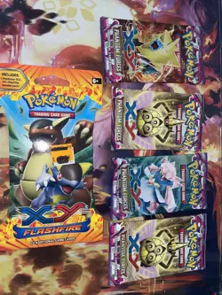 Pokemon XY 4 Phantom Forces Booster Packs & 1 Flashfire Sleeve Booster Pack - Image 1