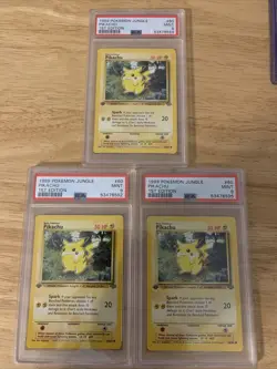 LOT Of 3! 1999 Pokemon Jungle 1st Edition 60/64 Pikachu PSA 9 Mint - Image 1