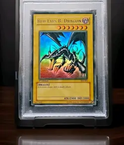 Yu-Gi-Oh Red-Eyes Black Dragon 1st Edition Ultra Rare Card SDJ-001 PSA 9 - Image 2