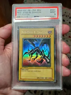 Yu-Gi-Oh Red-Eyes Black Dragon 1st Edition Ultra Rare Card SDJ-001 PSA 9 - Image 5