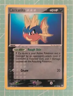 47/108 Carvanha Common: Power Keepers Pokemon Trading Card Game TCG - Image 1