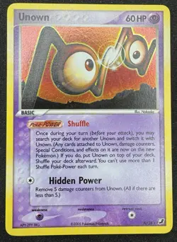 Unown (N) N/28 Holo Rare Unseen Forces Pokemon Card HP (Damaged) - Image 1