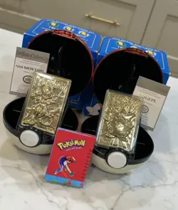 Mewtwo & Togepi Pokemon 23K Gold Plated Trading Cards ‘99 Burger King Pokeballs - Image 1
