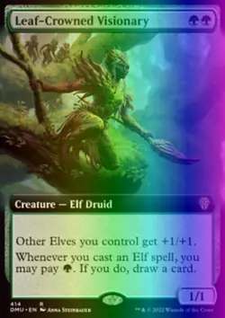 MTG Leaf-Crowned Visionary (414/552) Dominaria United NM FOIL - Image 1