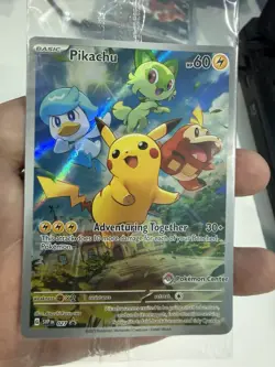 Pokemon TCG Paldea Evolved Pikachu Pokemon Center Stamp Black Star Promo SEALED - Image 5