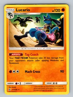 Lucario 117/236 Rare SM - Unified Minds LP - NM Pokemon TCG - Image 1