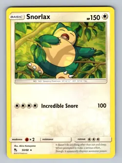 Snorlax 50/68 Rare Hidden Fates NM - LP Pokemon TCG - Image 1