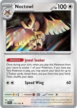 4x Pokemon TCG Noctowl 115/142 Rare - Scarlet&Violet Stellar Crown SCR Playset - Image 3