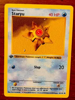 1999 Pokemon 1st Edition Shadowless Base Set Staryu Common LP (65/102) - Image 1
