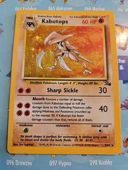 Pokemon TCG Kabutops 9/62 Fossil Holo Rare Unlimited NM - Image 1