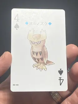 Noctowl 164A 4 of Spades 1999 Pokemon Gold Playing Poker Card Lugia Back Deck - Image 3