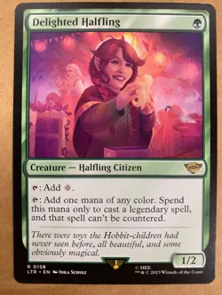 MTG 1x Delighted Halfling # 158 Lord of the Rings Magic the Gathering Card x1 NM - Image 1