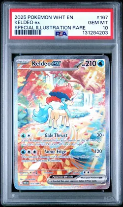 2025 POKEMON WHT EN-WHITE FLARE SPECIAL ILLUSTRATION RARE #167 KELDEO EX PSA 10 - Image 1
