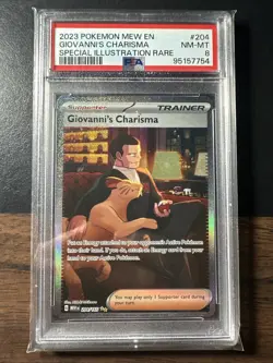2023 POKEMON MEW SPECIAL ILLUSTRATION RARE #204 GIOVANNI'S CHARISMA PSA 8 754 - Image 1