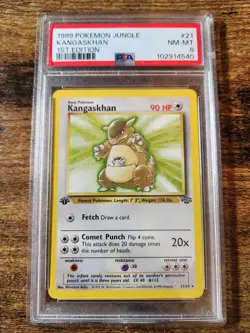 1999 Pokemon Jungle TCG Kangaskhan 1st Edition Rare PSA 8 NM-Mint 21/64 - Image 1