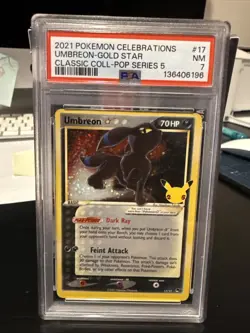 2021 Pokemon Celebrations Umbreon Gold Star Classic Collection PSA 7 - Image 1