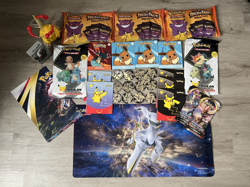 Pokemon Sealed Booster Packs, Coins, Pikachu Figurine, Arceus Playmat Lot - Image 1