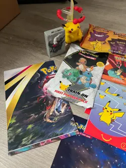 Pokemon Sealed Booster Packs, Coins, Pikachu Figurine, Arceus Playmat Lot - Image 2