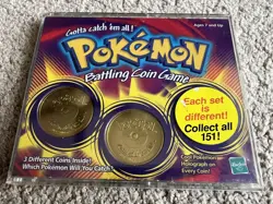 1999 Vintage Nintendo Hasbro Pokemon Battling Coin Game Battle Coins Sealed - Image 1