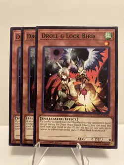 Yu-Gi-Oh! 3X Droll & Lock Bird L5DD-ENC04 * Legendary 5D's Common * 1st Ed NM X3 - Image 1