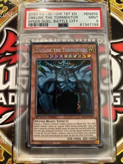 YuGiOh OBELISK THE TORMENTOR SBCB-EN202??PSA 9 MT??1st EDITION-2020 SECRET RARE - Image 1