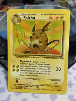 Raichu 29/62 Fossil Unlimited Non Holo Rare Vintage Pokemon TCG Card - Image 1