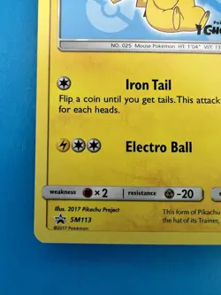 Ash's Pikachu SM113 Sun & Moon Black Star Promo Card Pokemon TCG NM - Image 4