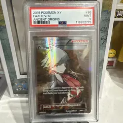 Pokemon TCG Steven Ancient Origins Holo Full Art Ultra Rare Card 95/98 PSA 9 - Image 1
