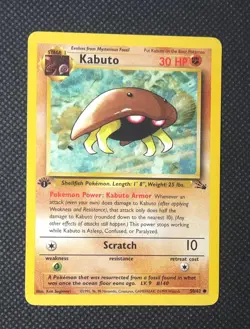 Pokemon TCG KABUTO 50/62 1st Edition common card Fossil Set 1999 LP - Image 1