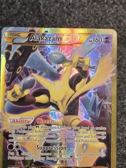 Pokemon TCG Alakazam EX Secret Rare Fates Collide Card 125/124 Heavy Played Holo - Image 2