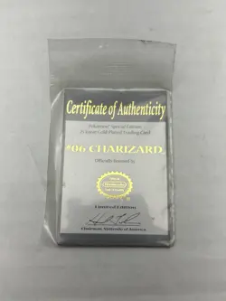 Pokemon Vintage 1999 23K Gold Plated Card Burger King CHARIZARD w/ Ball and Cert - Image 5