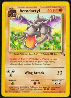Aerodactyl 1999 Vintage WotC Regular Rare Fossil Pokemon Card 16/62 (MP) - Image 1