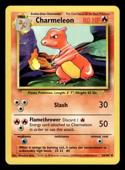 Charmeleon 24/102 Uncommon Base Set Pokemon Card - 4 - Image 1