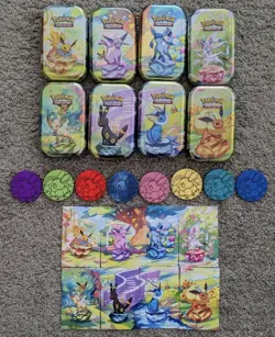 Pokemon Prismatic Evolutions 8x Official Empty Mini Tins Set Display | No Packs - Image 1
