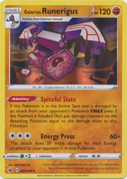 Holo Galarian Runerigus 083/198 Holo Rare Chilling Reign Pokemon TCG - Image 1
