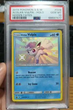 2019 Pokemon Sun & Moon Hidden Fates Shiny Alolan Vulpix #SV8 PSA 10 - Image 1