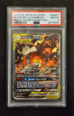 Pokemon TCG Rashiram and Charizard GX Tag Team SM201 Sun and Moon Black Star - Image 1