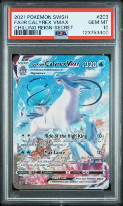 2021 Pokemon Sword & Shield Chilling Reign Fa/Ir Calyrex Vmax Secret PSA 10 - Image 1